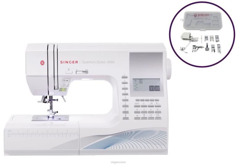 ompele tilava quantum stylist 9960 ompelukone ja paininjalkasarja TT64X2 SINGER koneita