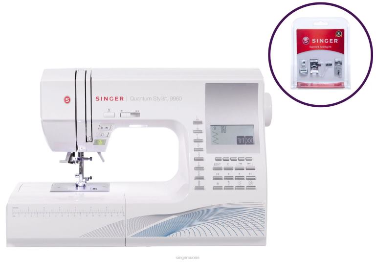 quantum stylist 9960 ja vaatteiden ompelujalkapaketti TT64X18 SINGER koneita